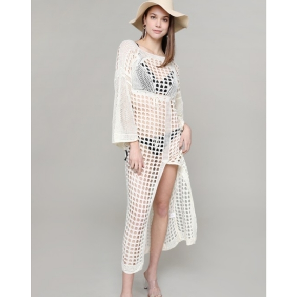 Sale! 1 LEFT! New Crochet Knit Hollow Out Beach Swim Dress Cover Up Kaftan - Picture 5 of 11